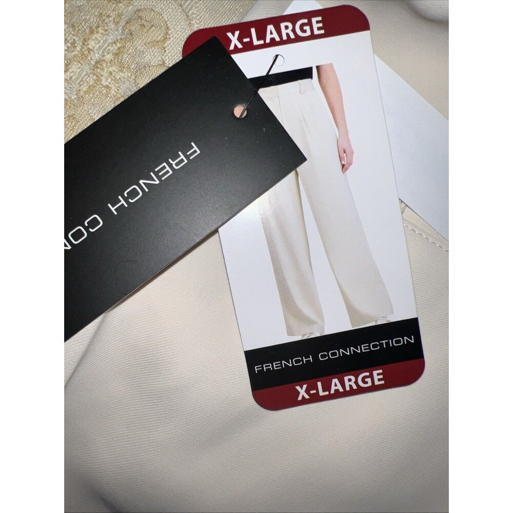 French Connection Women Wide Leg Trouser Color Cream XL Office Casual Preppy NWT - Picture 8 of 16